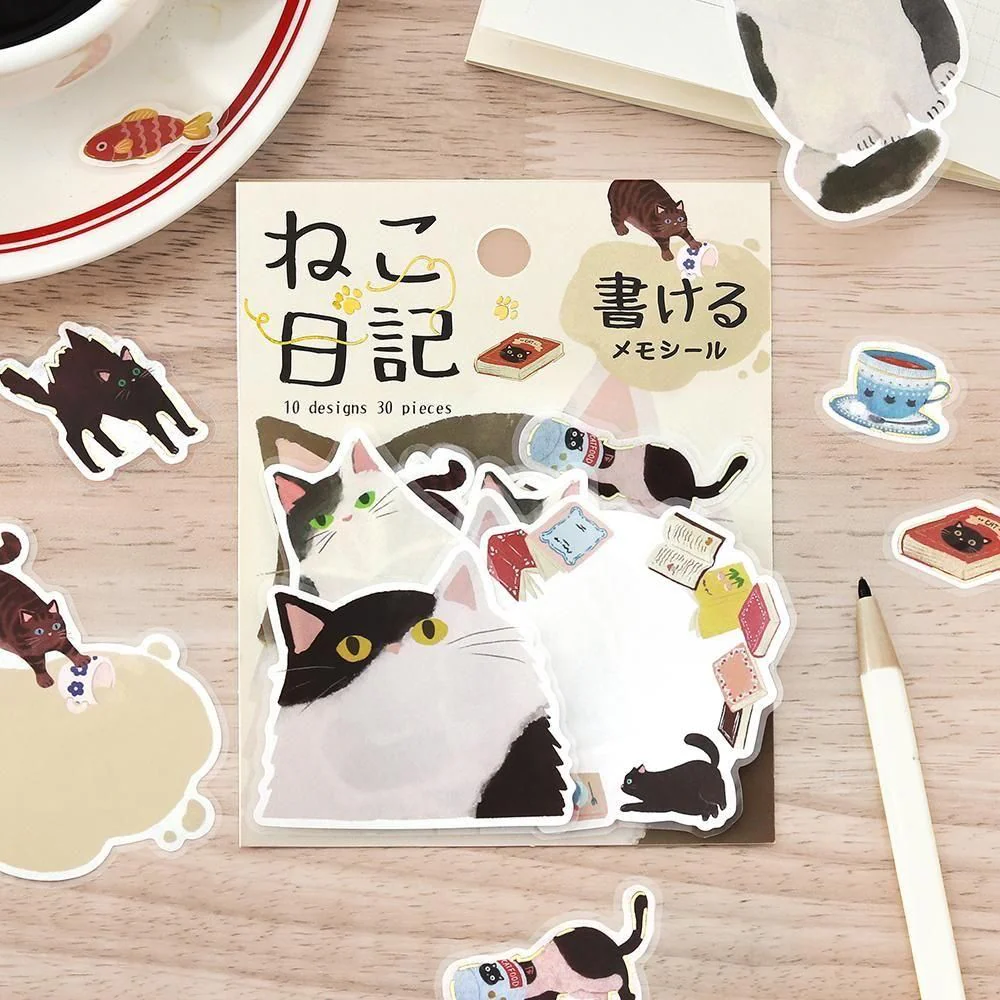 BGM Memo Stickers - Cat Diary - Black
