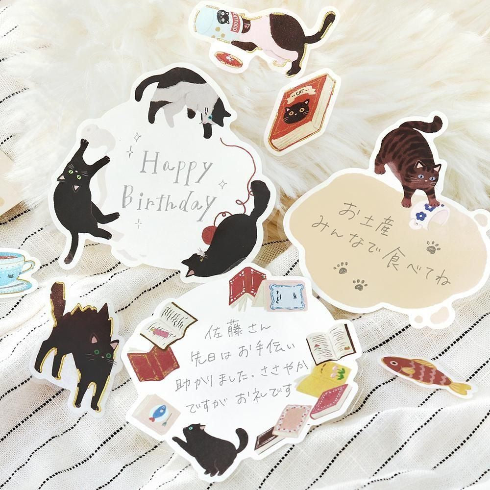 BGM Memo Stickers - Cat Diary - Black - Image 4