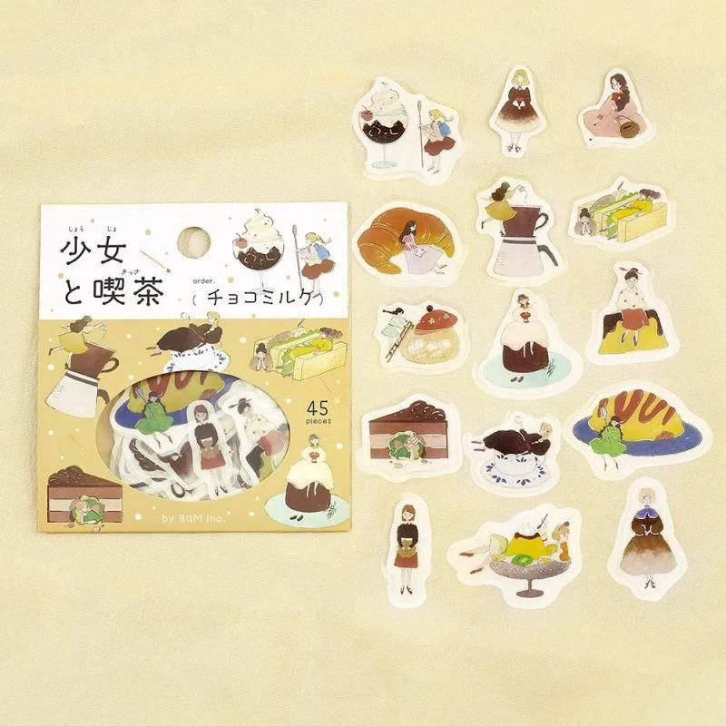 BGM Planner Sticker Flakes - A Girl and a Coffee Shop - Chocolate Milk - Image 3
