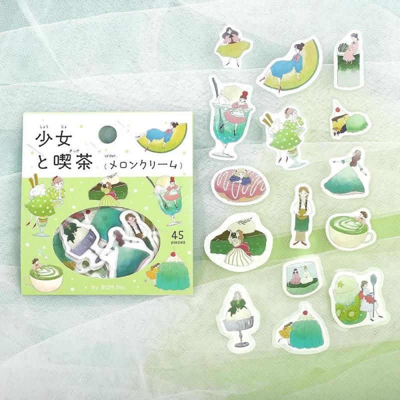 BGM Planner Sticker Flakes - A Girl and a Coffee Shop - Melon Cream - Image 3