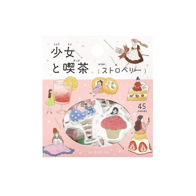 BGM Planner Sticker Flakes - A Girl and a Coffee Shop - Strawberry - Image 2