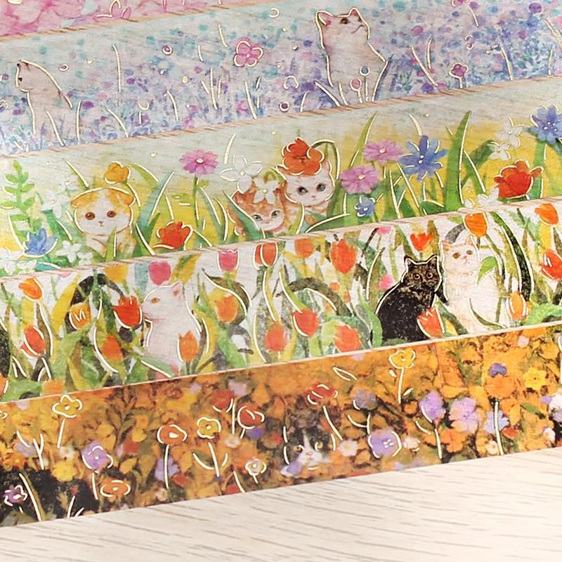 BGM Washi Tape - Flowers & Cats - Hachiware Cat - Image 4