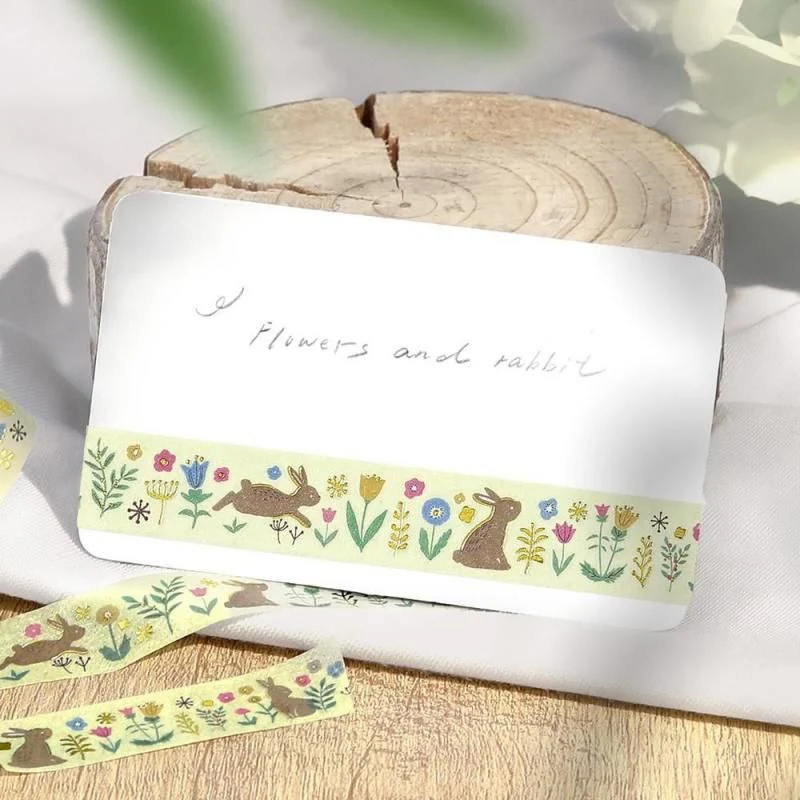 BGM Washi Tape - Nordic Forest - Flowers and Rabbits - Image 3