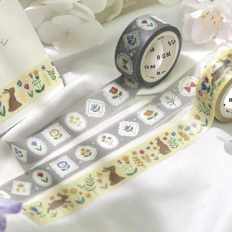 BGM Washi Tape - Nordic Forest - Flowers and Rabbits - Image 4