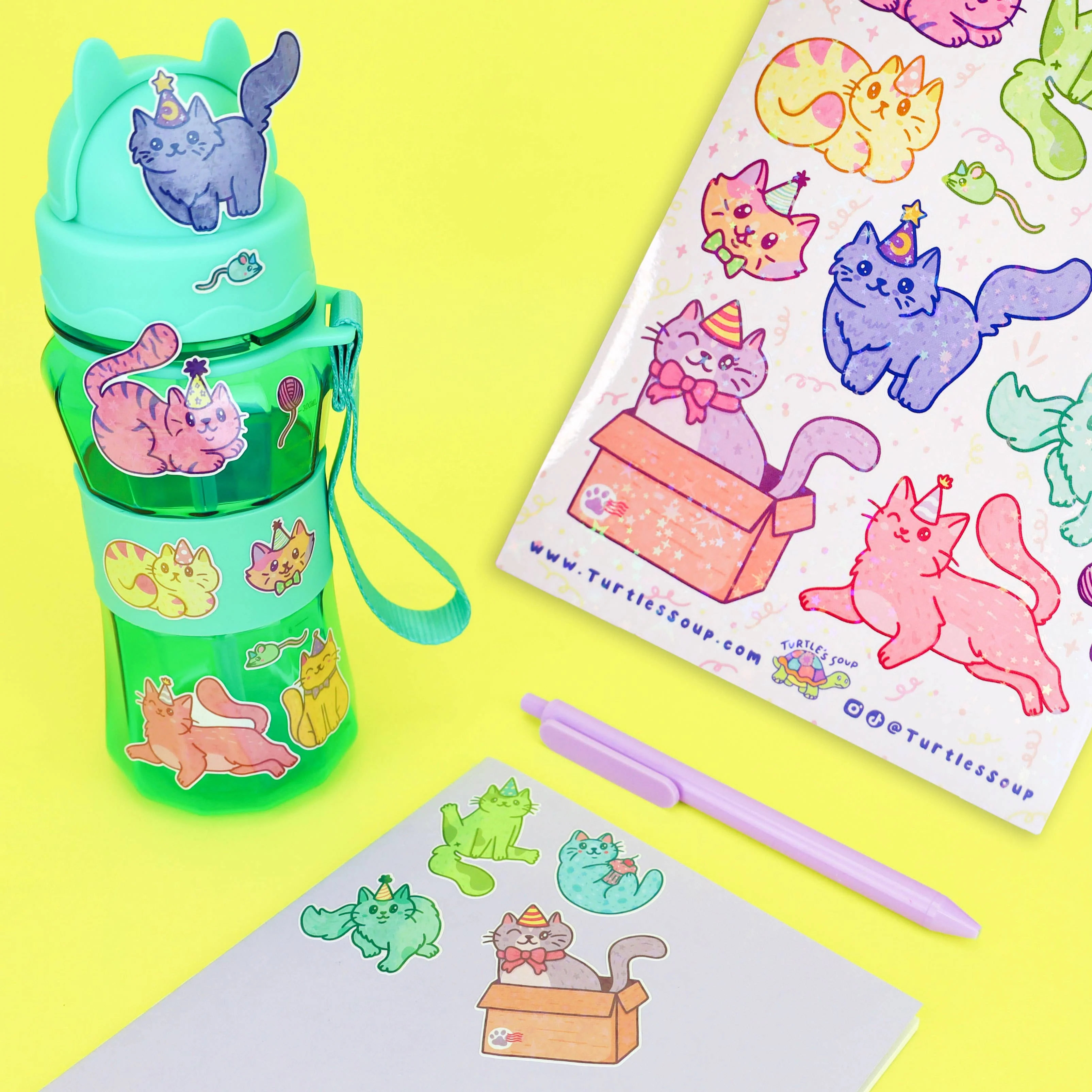 Birthday Cats Vinyl Sticker Sheet - Image 3