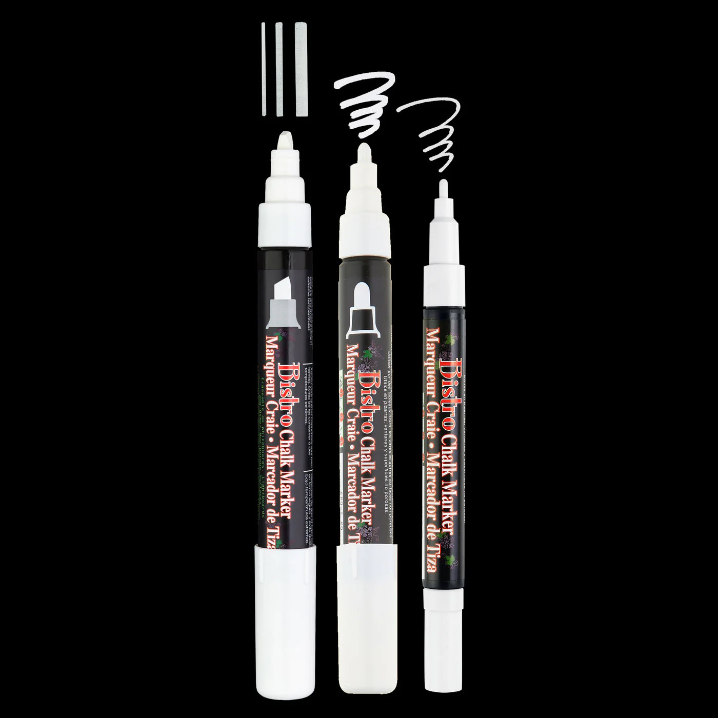 Bistro Chalk Markers - White - Combo Chisel, Broad, and Fine Set - Image 3