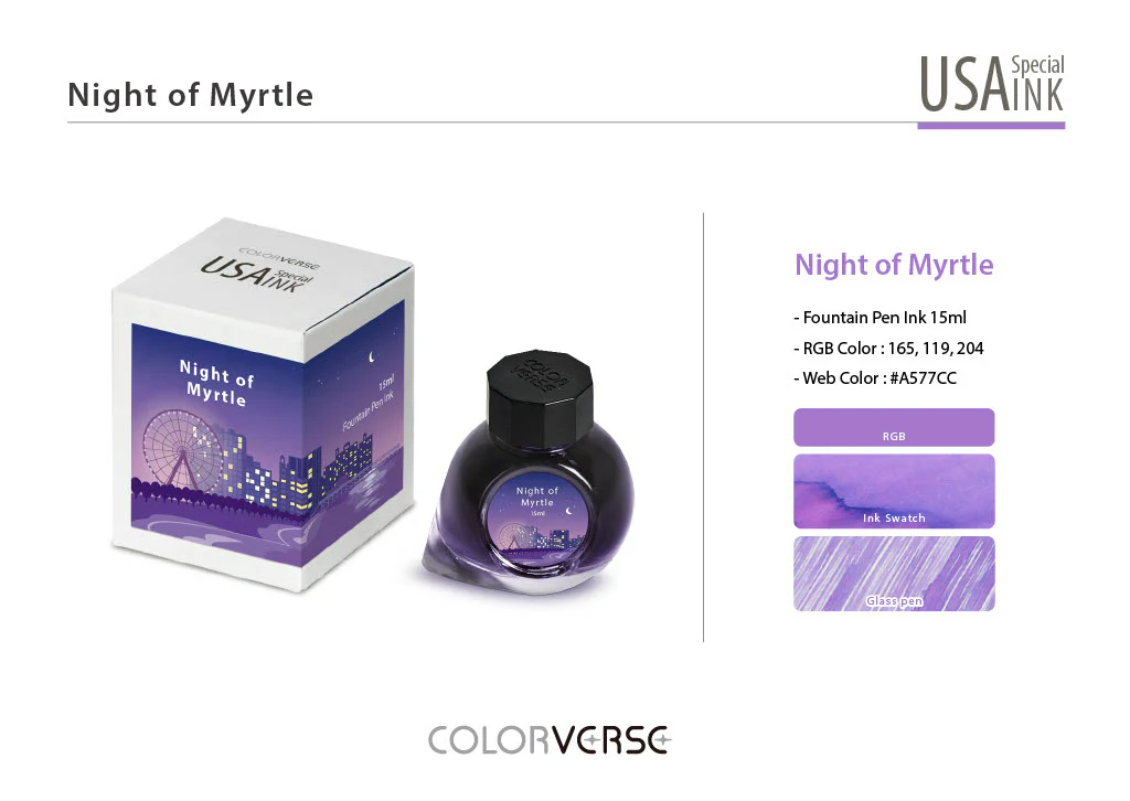 Colorverse USA Night of Myrtle (South Carolina) - 15ml Bottled Ink - Image 2