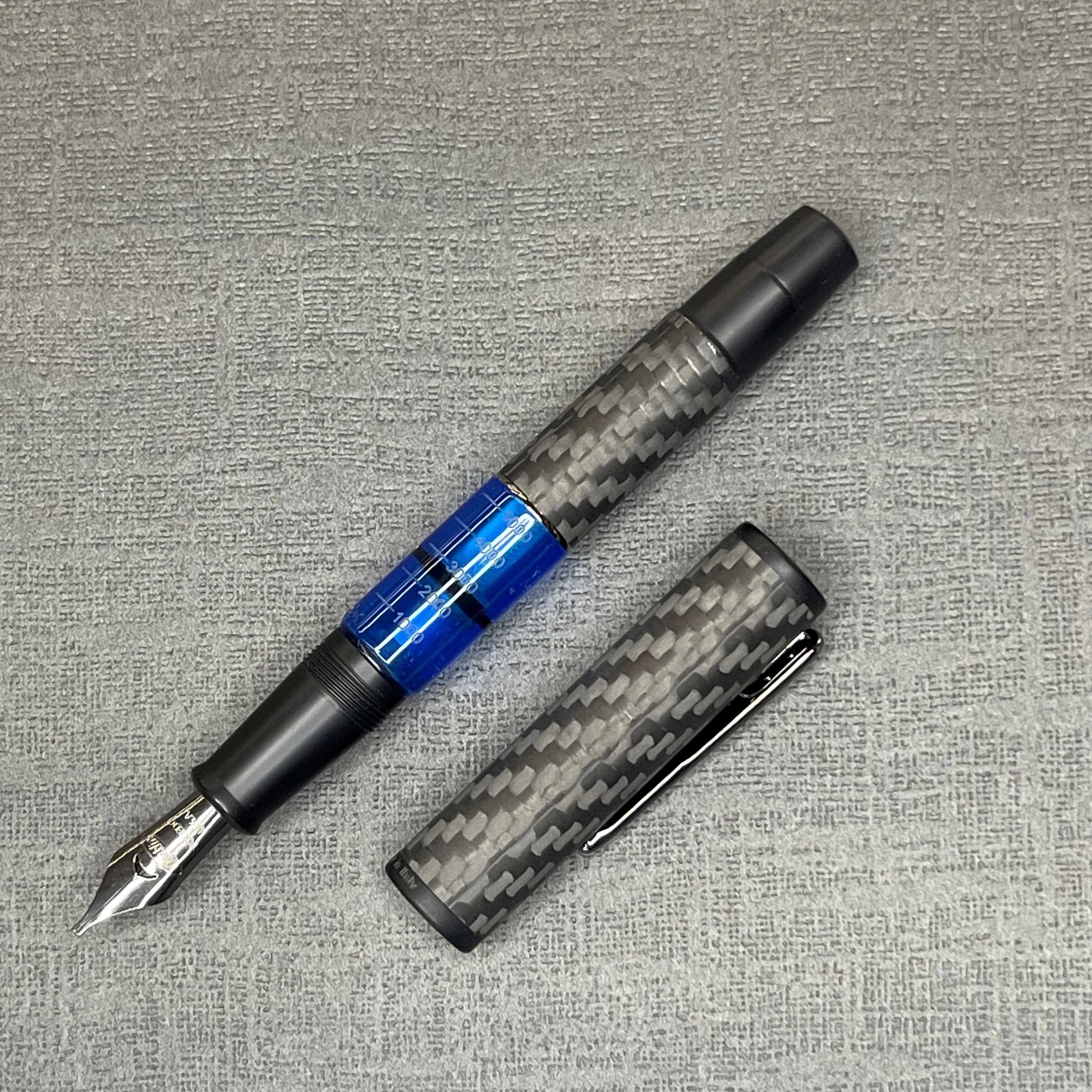 Conklin Carbon Fiber Stealth Word Gauge Fountain Pen - Blue
