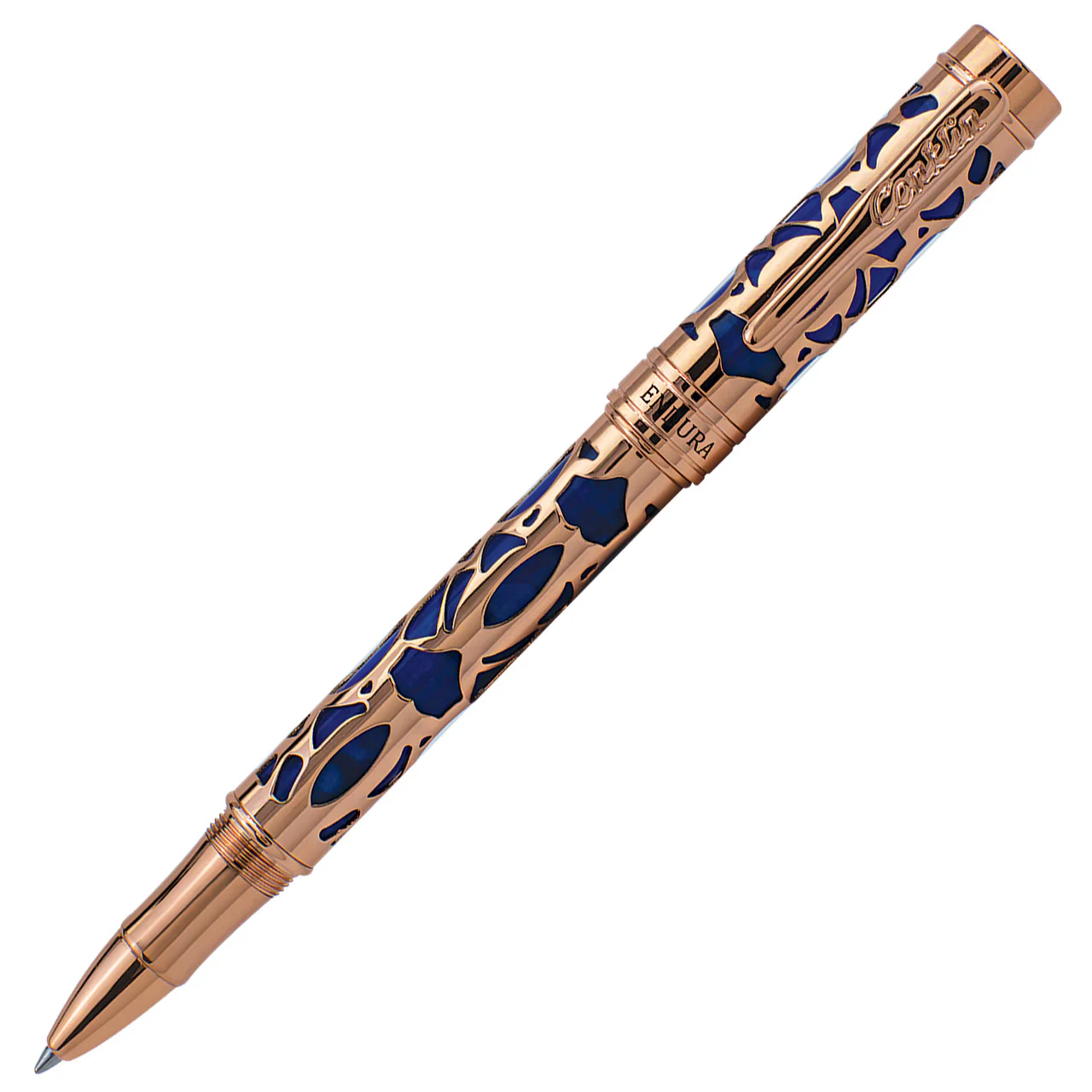 Conklin Endura Deco Crest Rollerball Pen - Blue w/ Rose Gold - Image 2