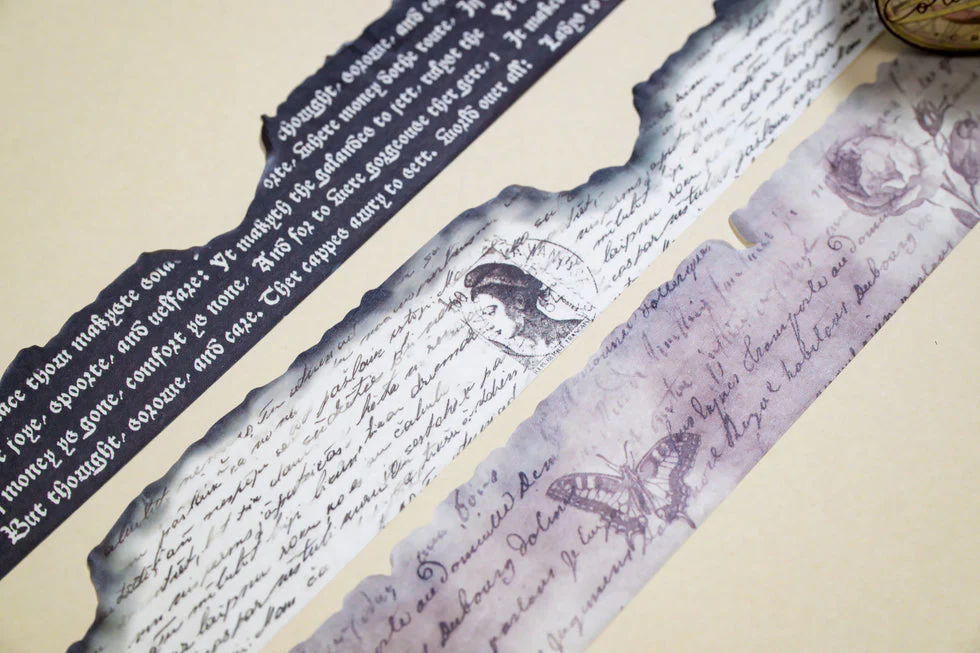 CoraCreaCrafts Burnt Writing Washi Tape Set