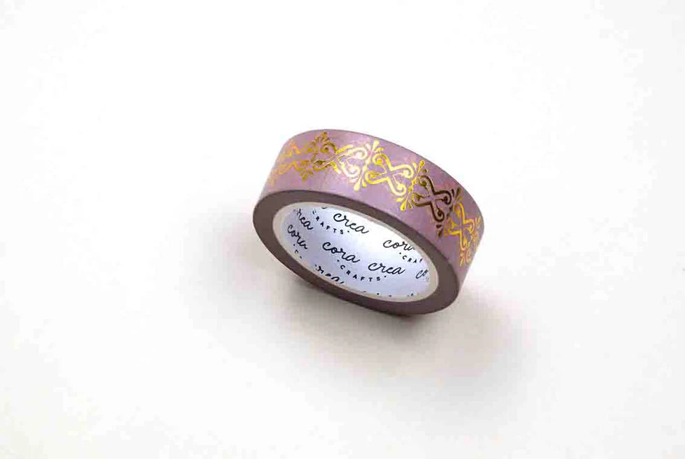 CoraCreaCrafts Dream Gold Foil Washi Tape - Vieux Rose