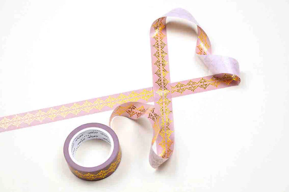 CoraCreaCrafts Dream Gold Foil Washi Tape - Vieux Rose - Image 2