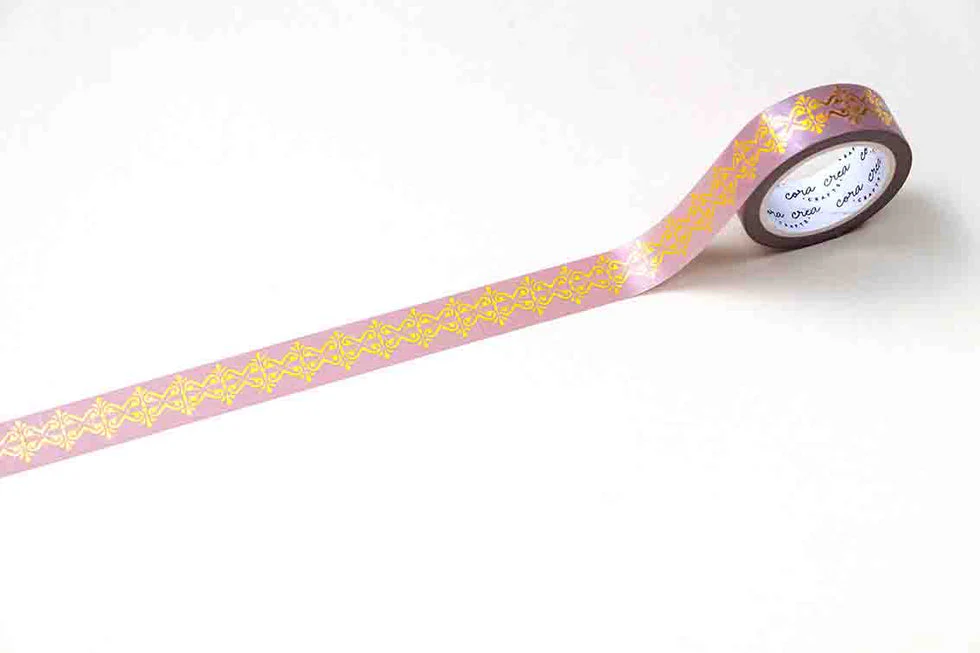 CoraCreaCrafts Dream Gold Foil Washi Tape - Vieux Rose - Image 3