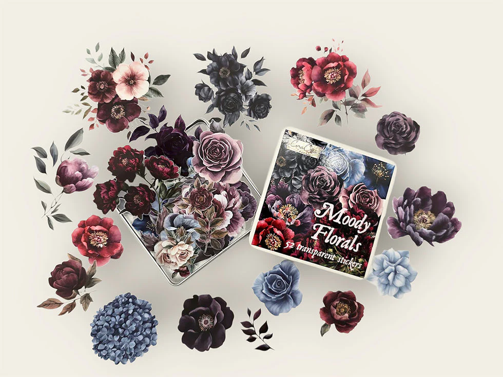 CoraCreaCrafts Moody Flowers Sticker Tin Box - Image 2