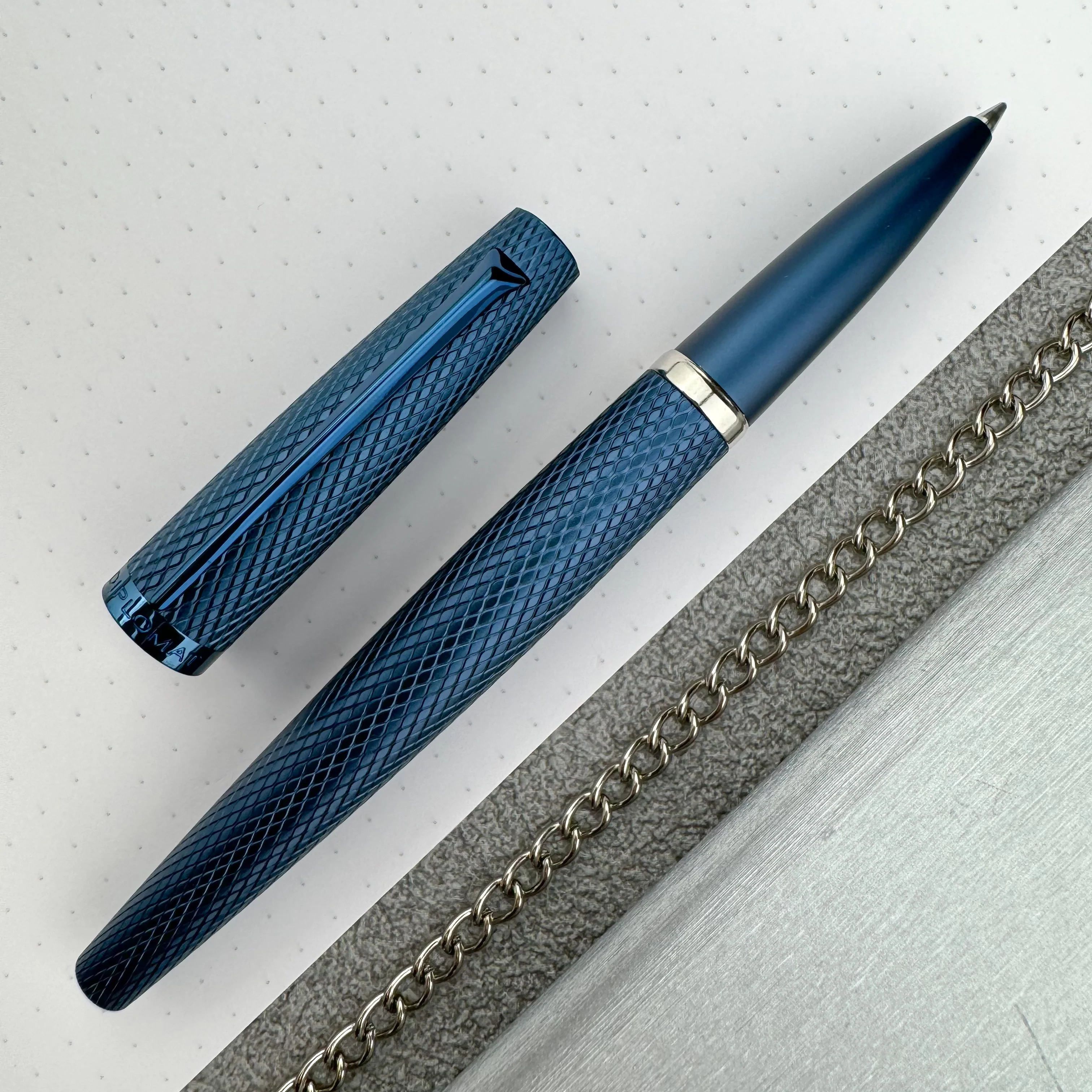 Diplomat Viper Rollerball Pen - Blue Guilloche - Image 2