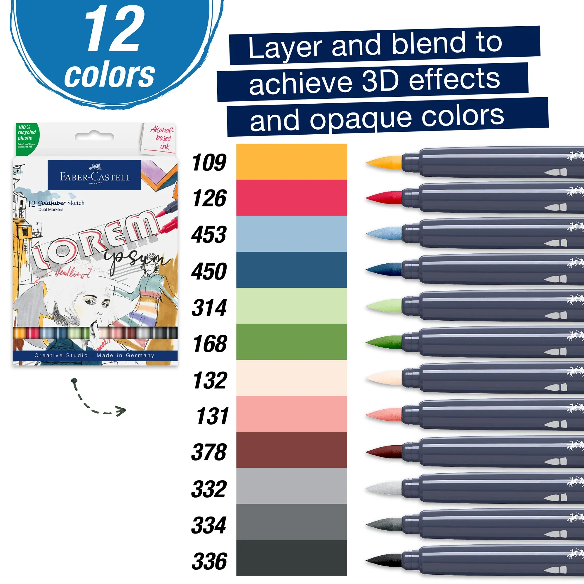 Faber-Castell Goldfaber Sketch Markers - 12 Pack - Image 3
