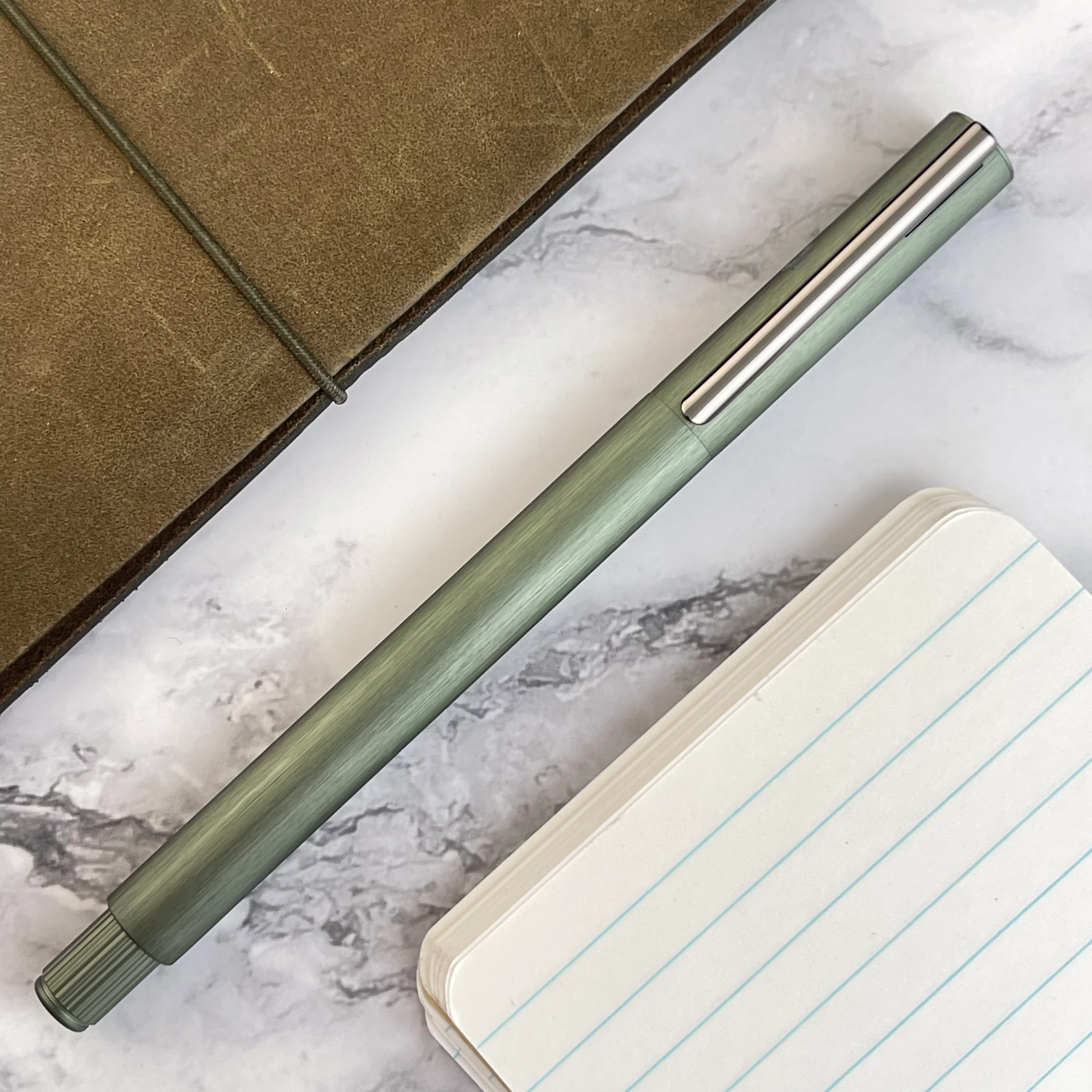 Faber-Castell Neo Slim Fountain Pen - Olive Green Aluminum - Image 2