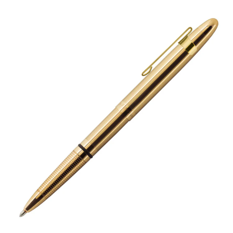 Fisher Space Pen Classic Bullet Pen in Lacquered Brass with Gold Plated Clip