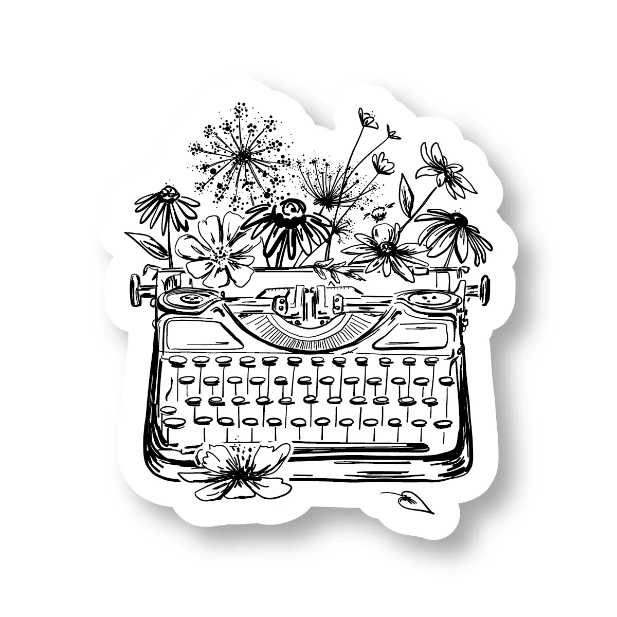 Flourish Floral Typewriter Sticker - Image 2