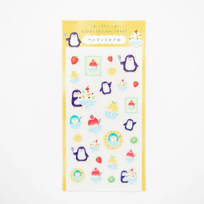 Furukawashiko Clear Sticker Sheet - Penguins and Shaved Ice - Image 2