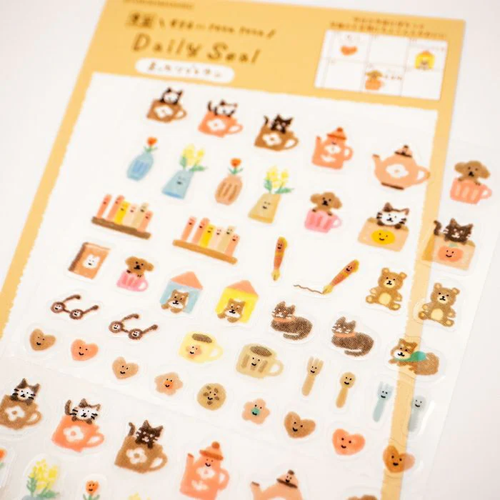 Furukawashiko Daily Seal Sticker Sheet - Watashi Biyori - Chilled Brown - Image 3