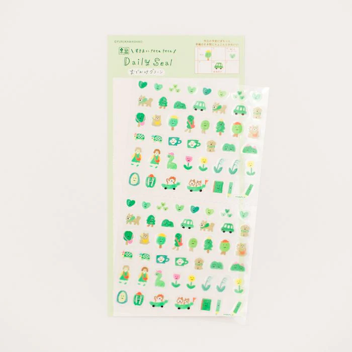 Furukawashiko Daily Seal Sticker Sheet - Watashi Biyori - Outing Green - Image 2
