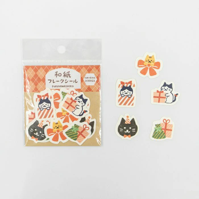 Furukawashiko Flake Stickers - Cat and Present - Image 2