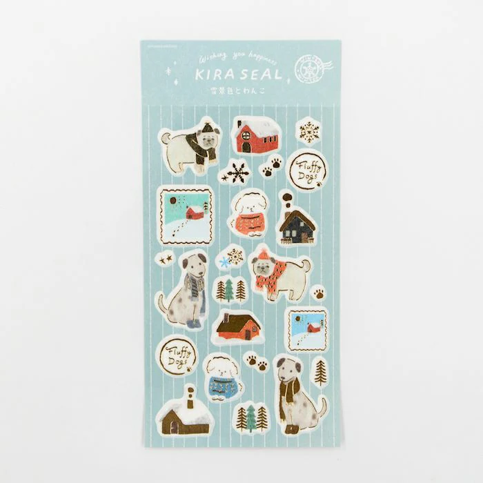 Furukawashiko Foil Sticker Sheet - Snow Scene and Dogs - Image 2