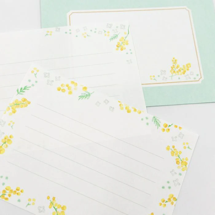 Furukawashiko Mini Horizontal Letter Set - Mimosa and White Flowers - Image 6