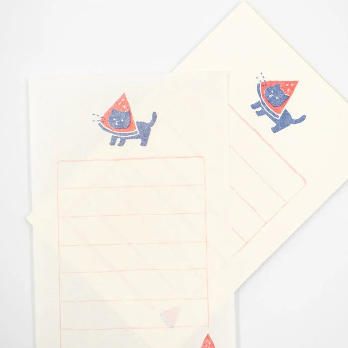 Furukawashiko Mini Letter Set - Cat and Watermelon - Image 3