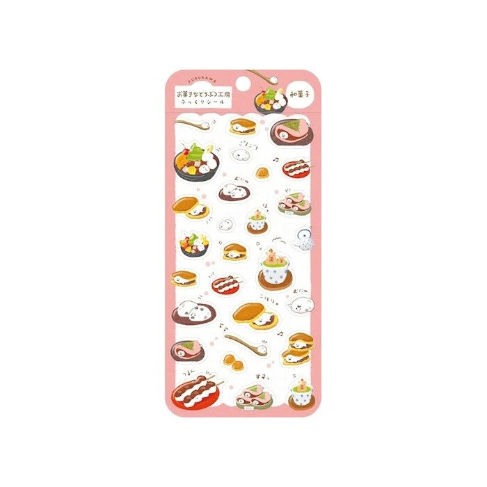 Furukawashiko Sweets Animal Workshop Plump Sticker Sheet - Japanese Sweets