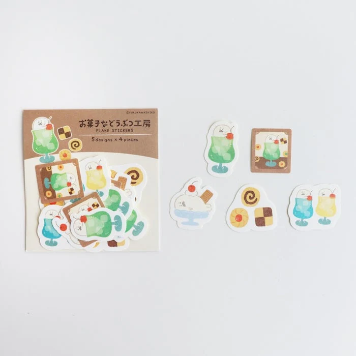 Furukawashiko Sweets Animal Workshop Washi Flake Stickers - Cream Seal - Image 2