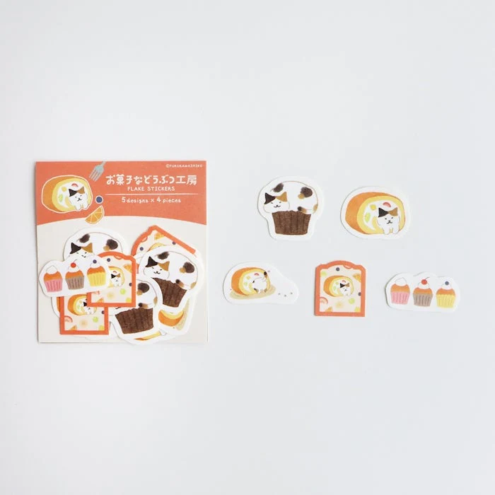 Furukawashiko Sweets Animal Workshop Washi Flake Stickers - Sukima Nyanko - Image 2