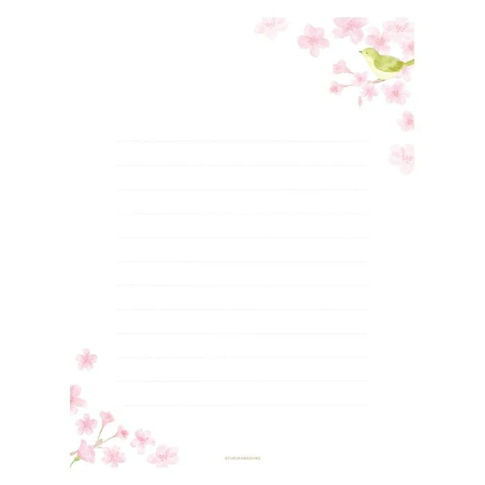 Furukawashiko Today's Letter Set - Cherry Blossom and Japanese Warblers - Image 3