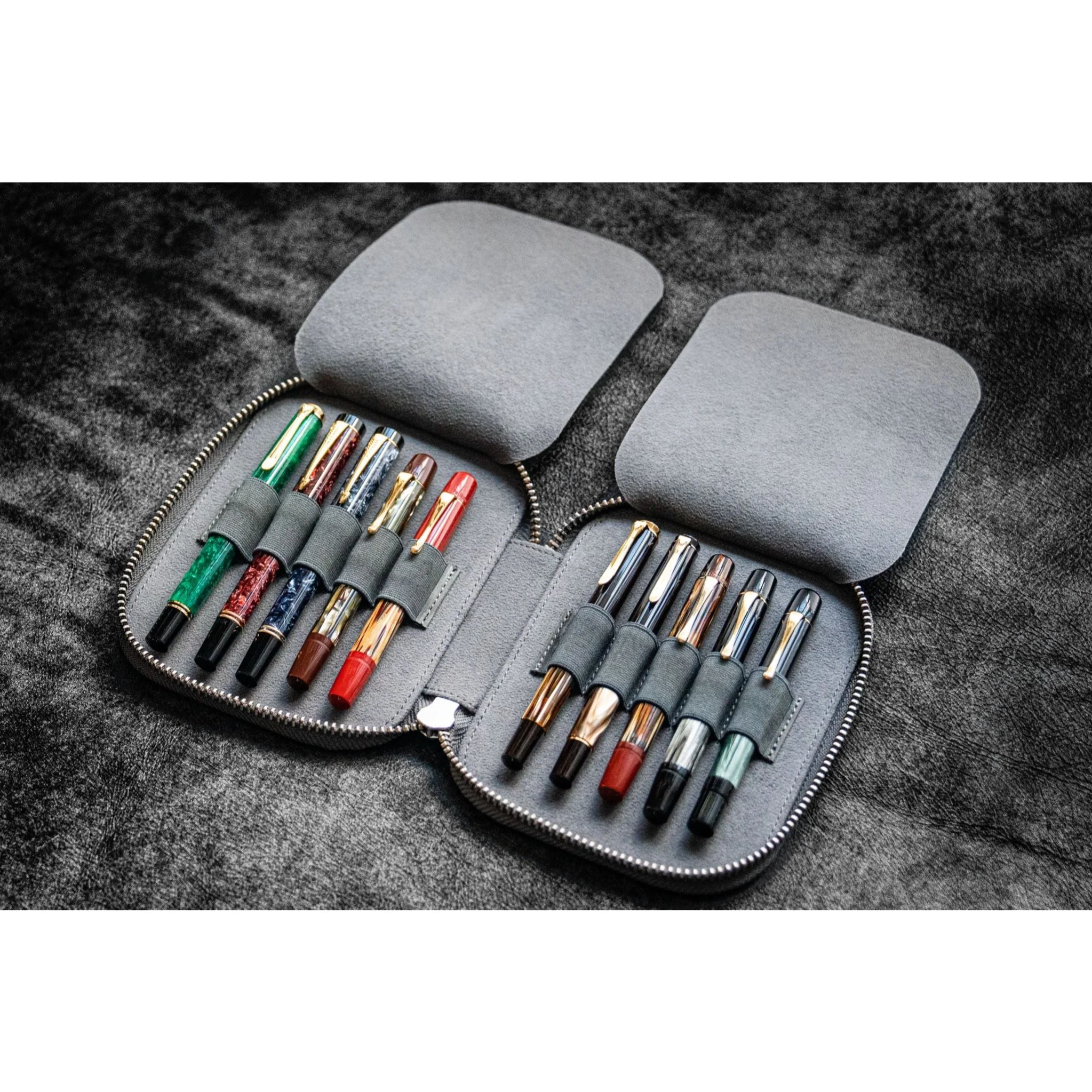 Galen Leather 10 Pen Zipper Case - Image 22