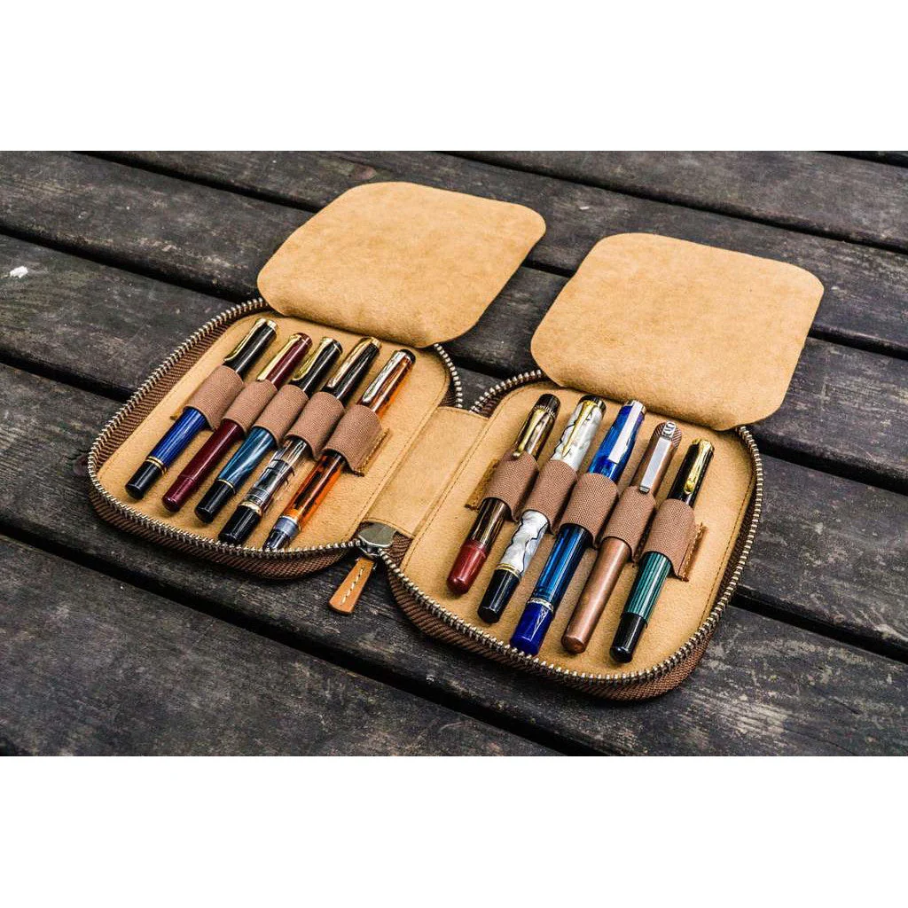 Galen Leather 10 Pen Zipper Case - Image 5