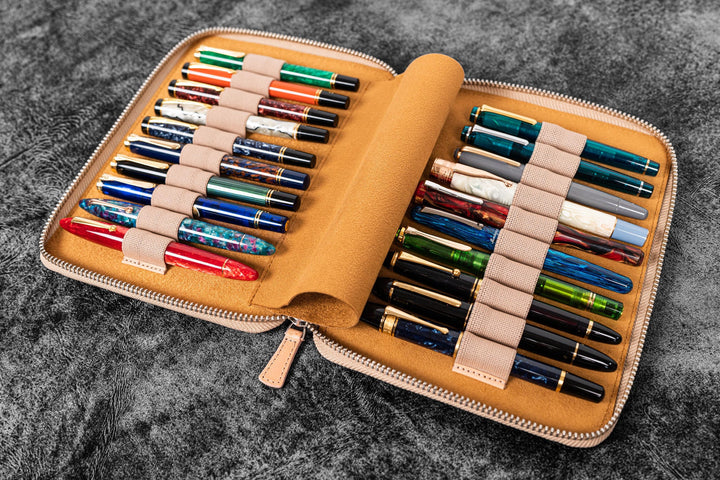 Galen Leather 20 Pen Zipper Case - Image 13