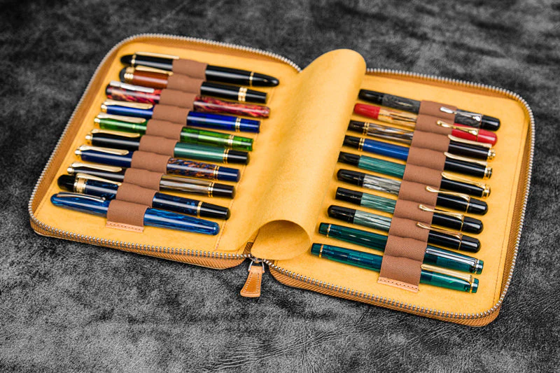 Galen Leather 20 Pen Zipper Case - Image 15