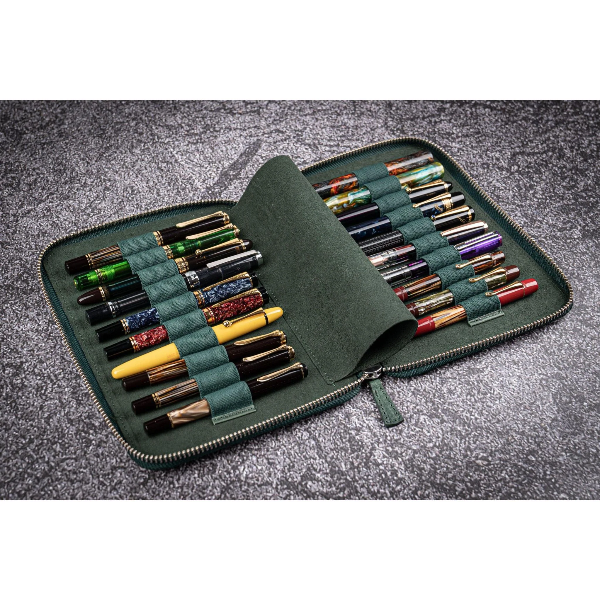 Galen Leather 20 Pen Zipper Case - Image 2