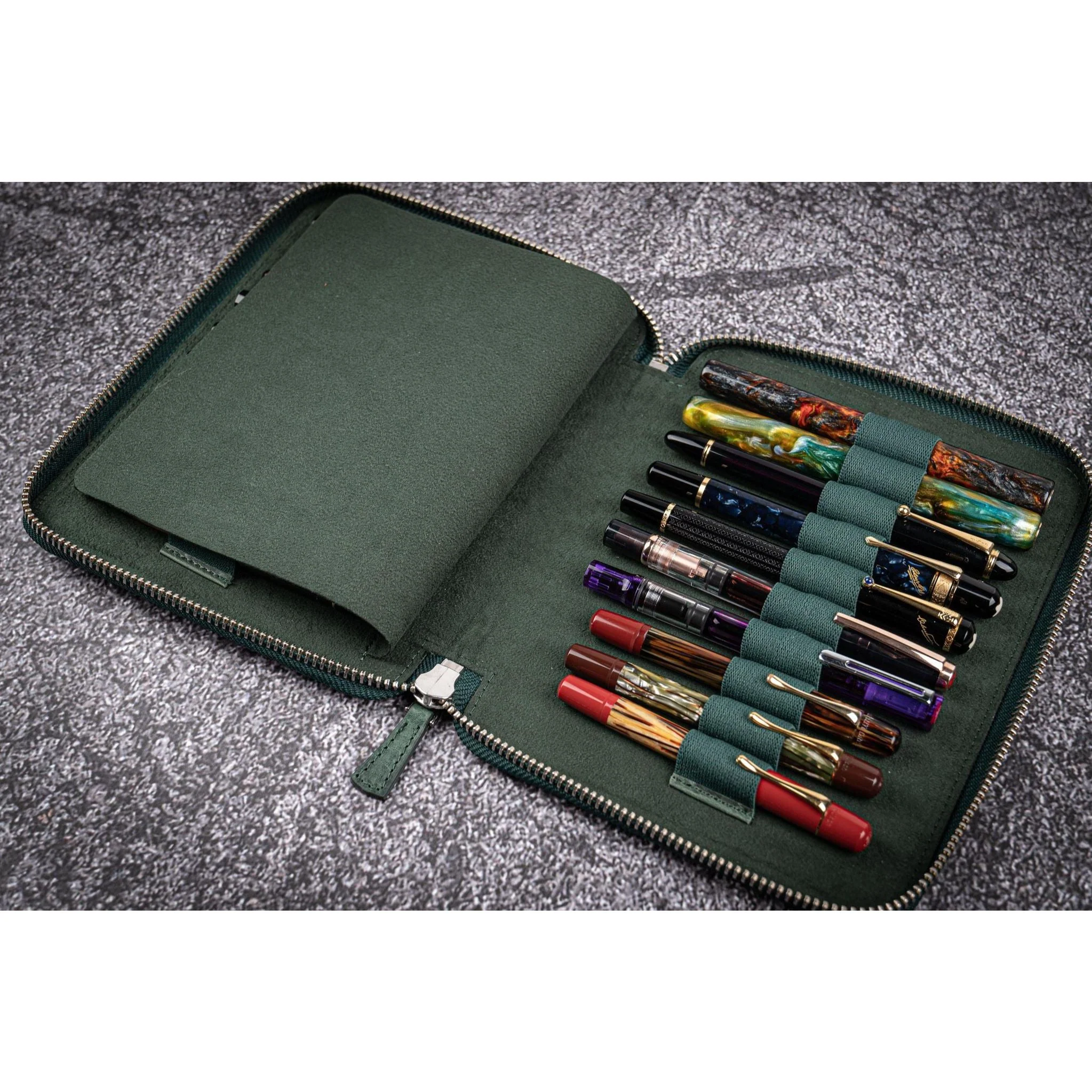 Galen Leather 20 Pen Zipper Case - Image 3