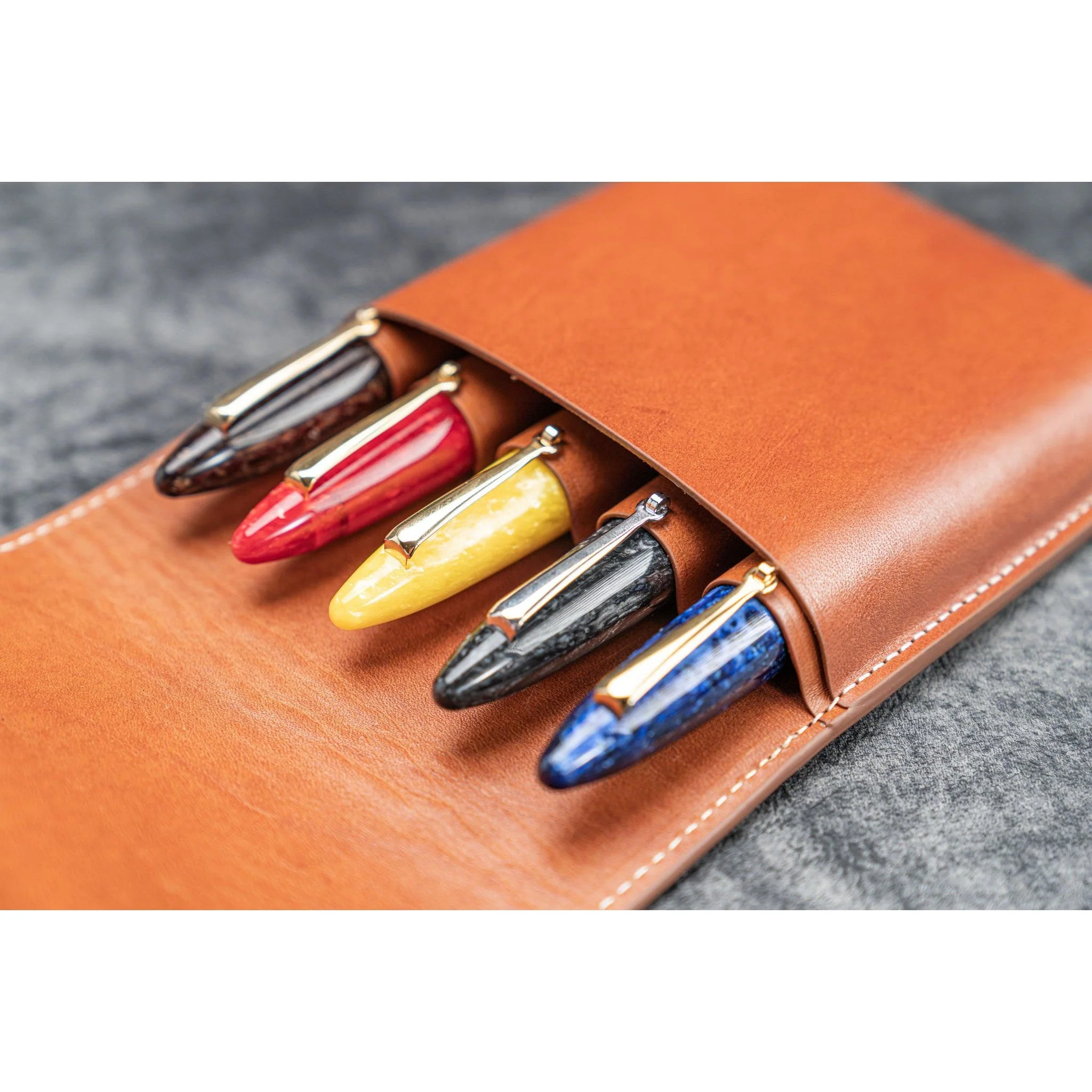 Galen Leather 5 Pen Flap Case - Image 7