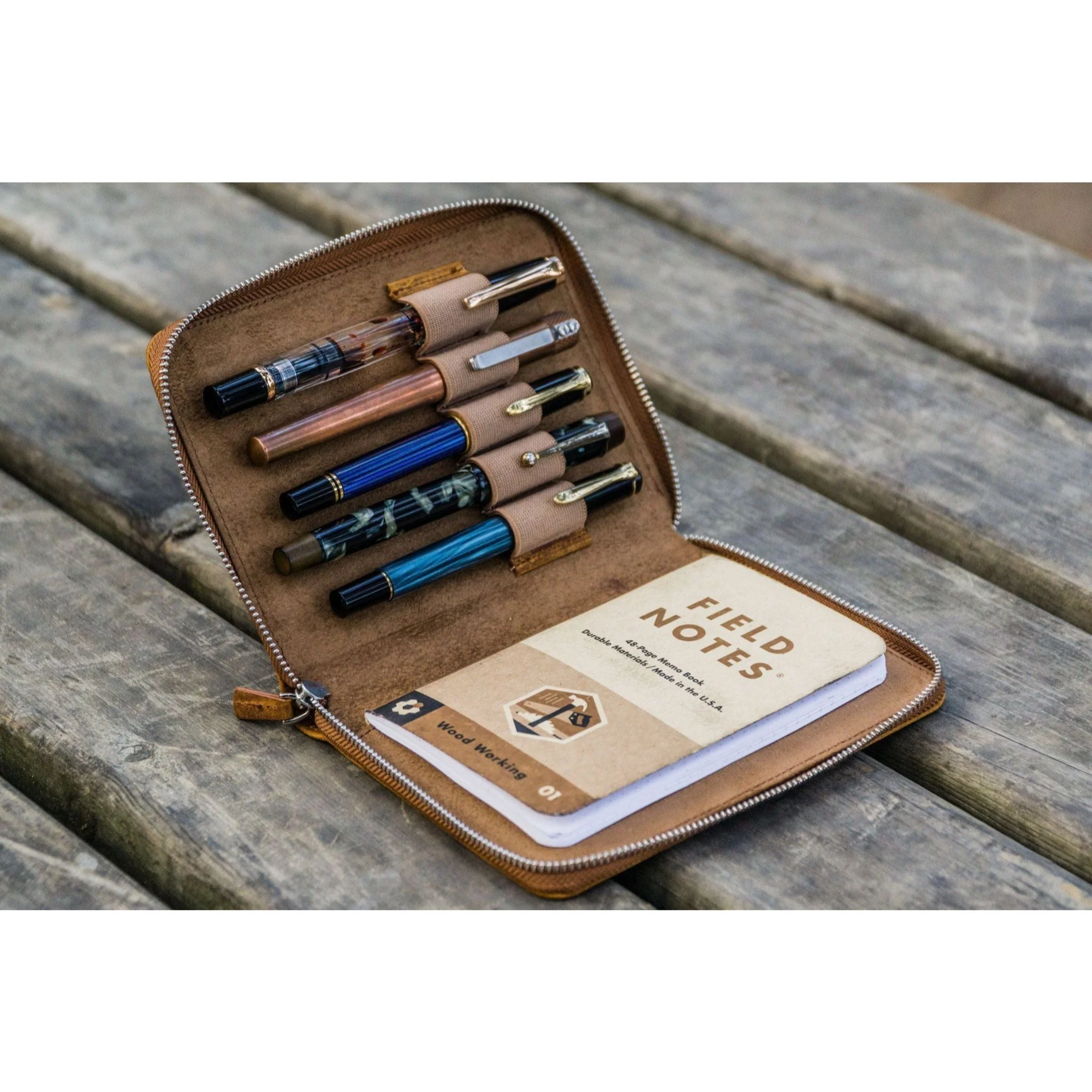 Galen Leather 5 Pen Zipper Case - Image 13