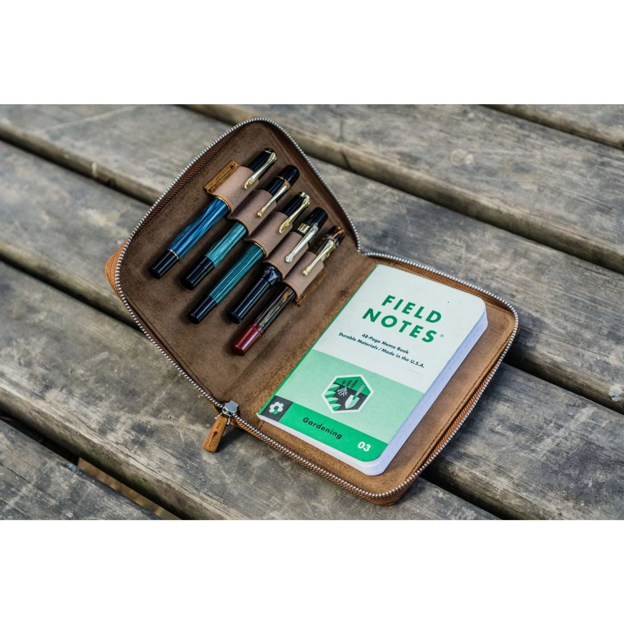 Galen Leather 5 Pen Zipper Case - Image 15