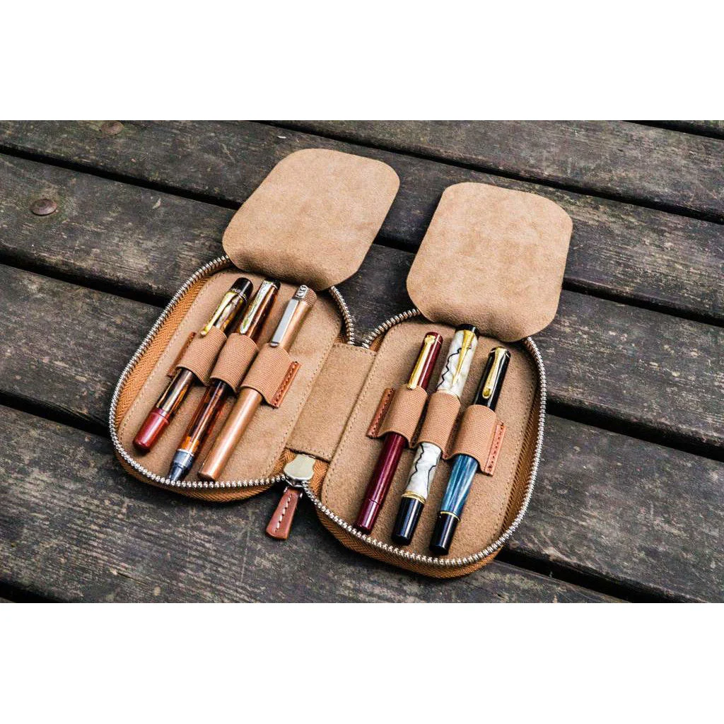 Galen Leather 6 Pen Zipper Case - Image 5