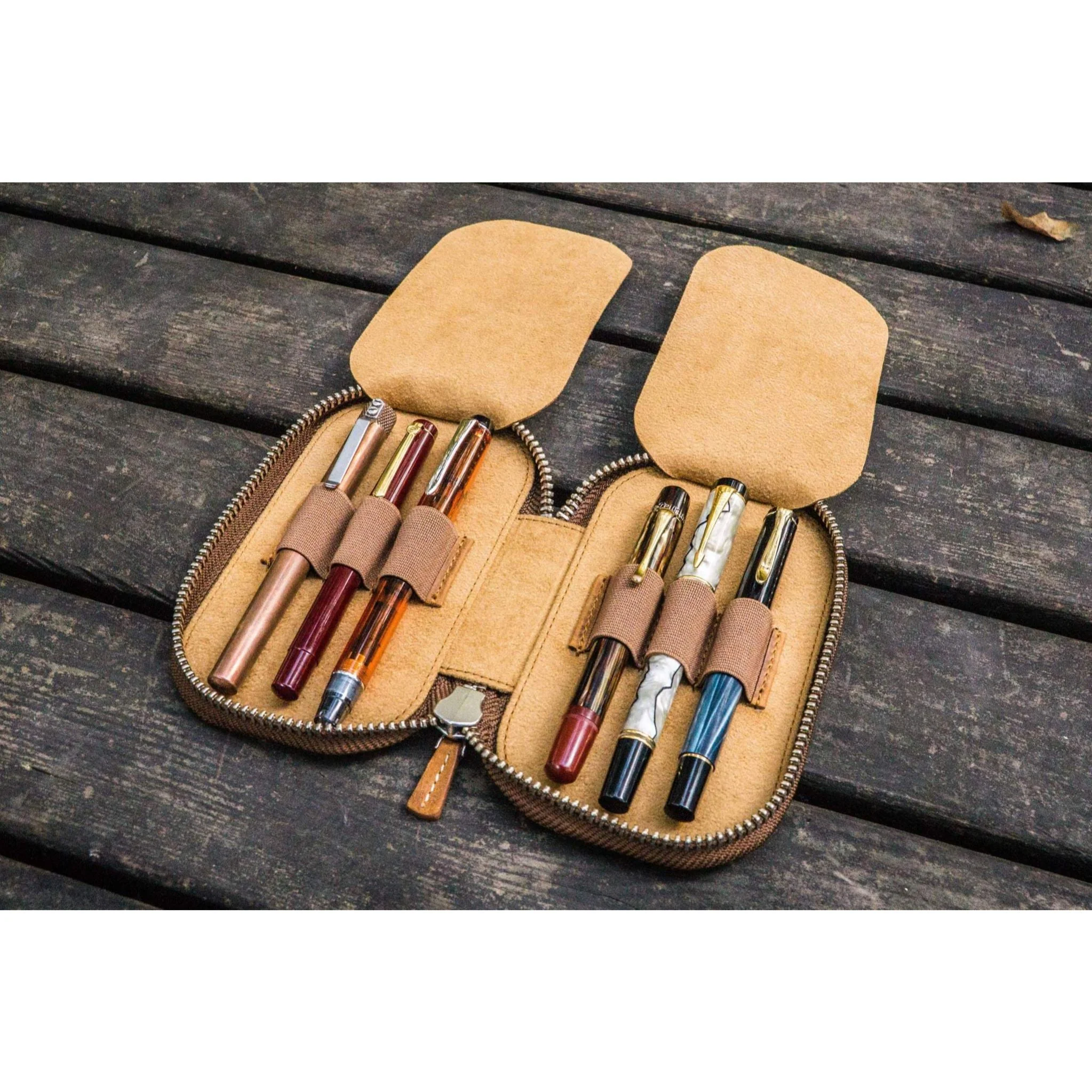 Galen Leather 6 Pen Zipper Case - Image 8