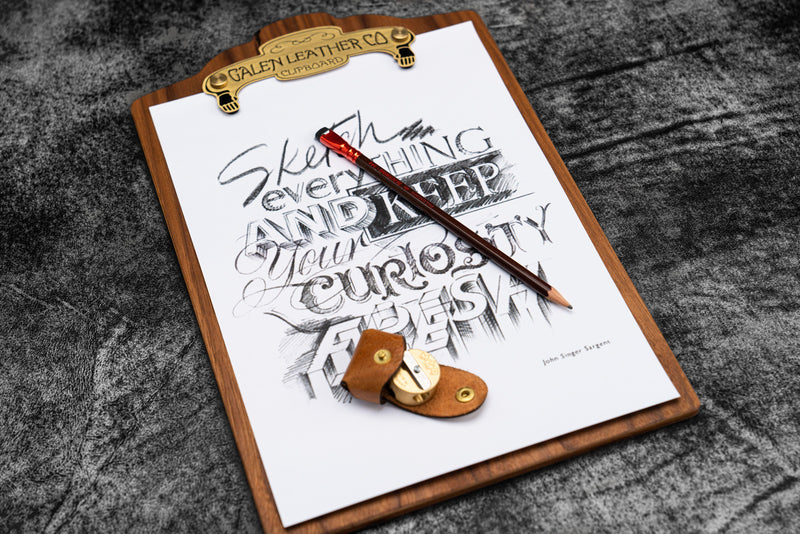 Galen Leather A4 Clipboard - Mahogany