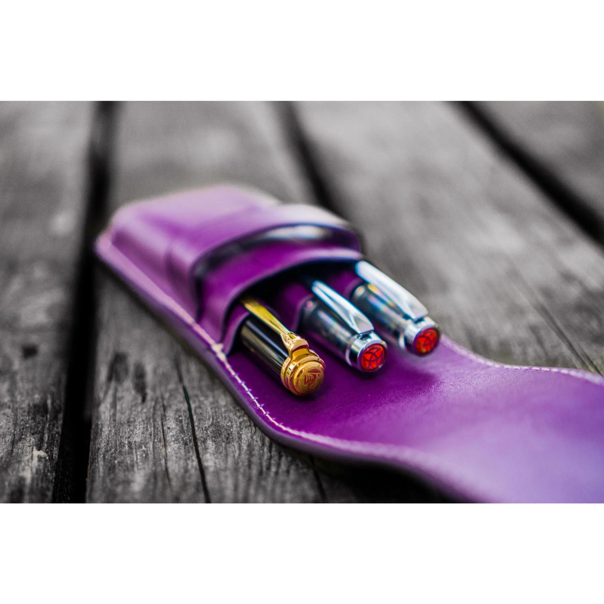 Galen Leather 3 Pen Flap Case - Image 14