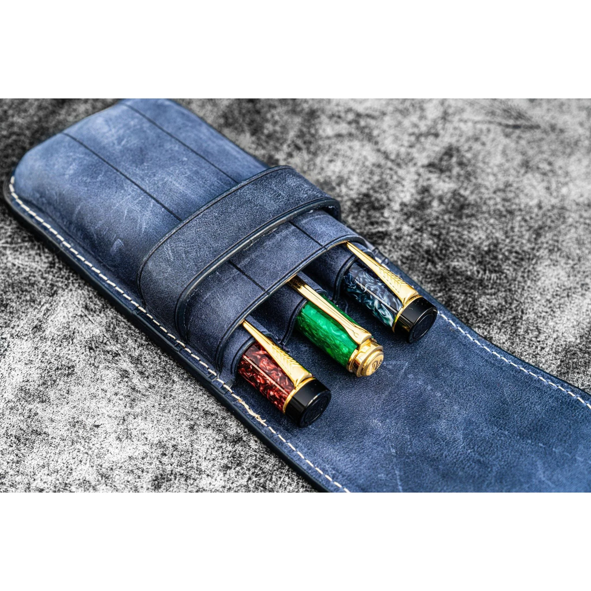 Galen Leather 3 Pen Flap Case - Image 17