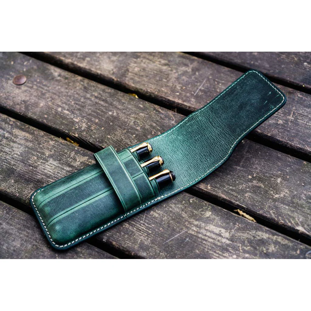 Galen Leather 3 Pen Flap Case - Image 7