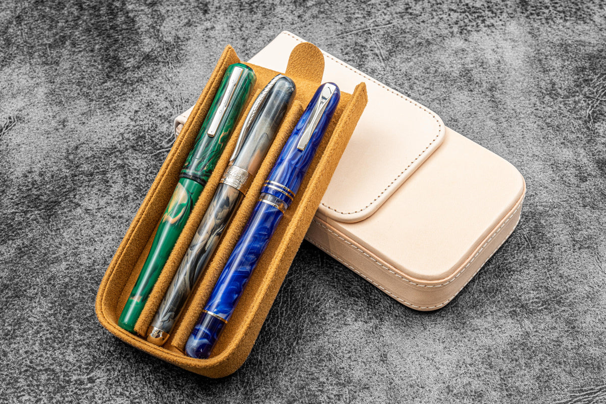 Galen Leather Magnum Opus 3 Slot Hard Pen Case with Removable Pen Tray - Image 24